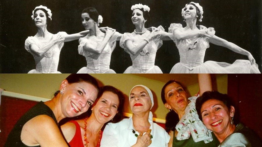 Las cuatro joyas y una imagen de ellas con Alicia Alonso