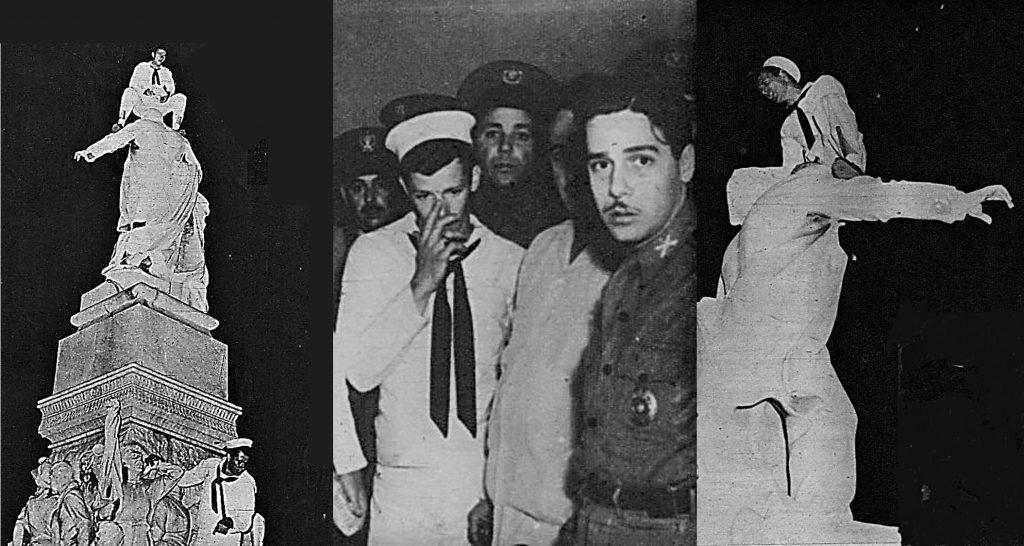 Marines escalaron la estatua de José Martí